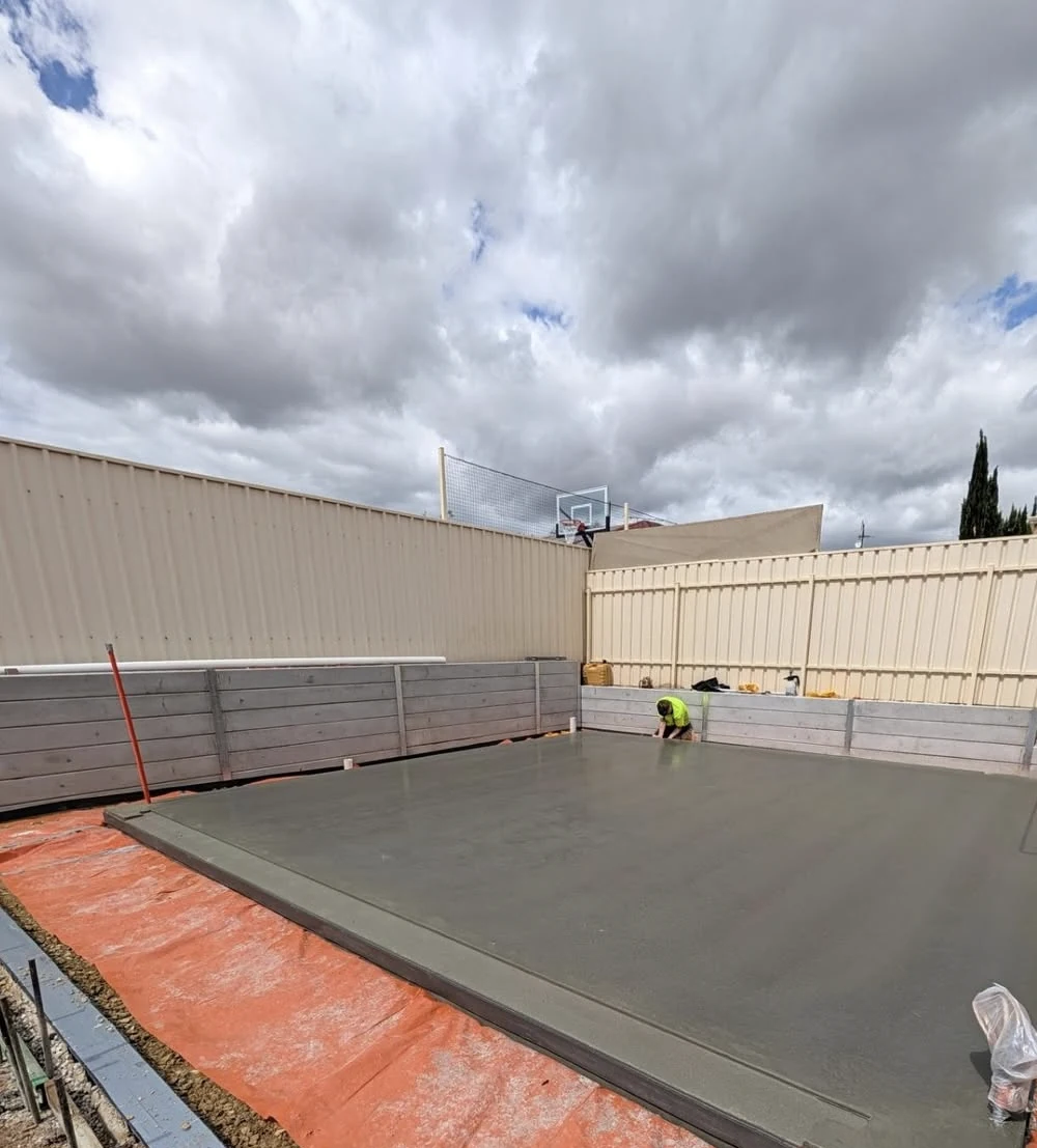 Concrete pour at the Salisbury Heights shed slab project